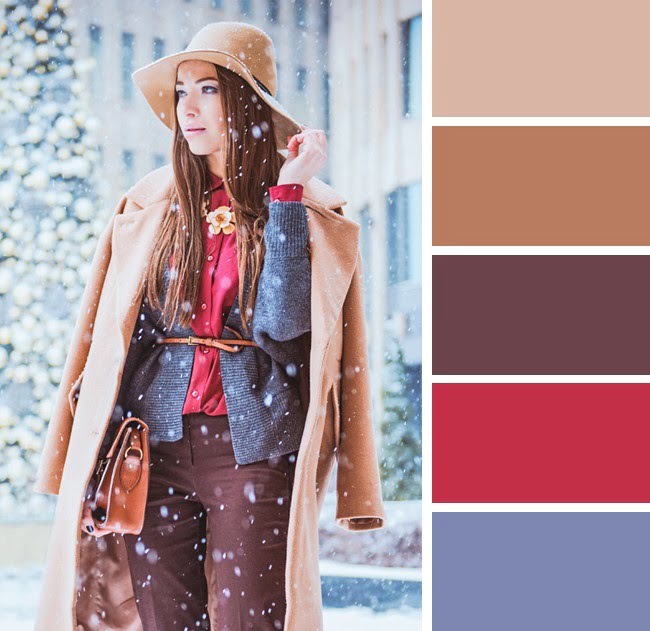 Συνδυασμοί χρωμάτων στα ρούχα - Brown & Carmine